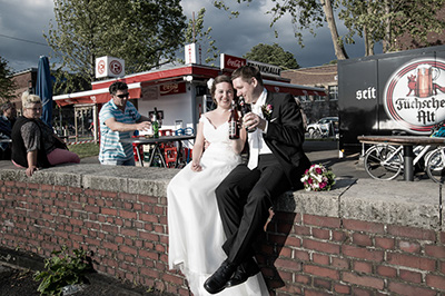 Hochzeitfoto in der Altsadt von Düsseldorf 