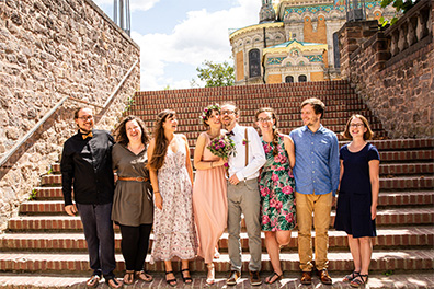 Hochzeitsfotos der standesamtlichen Trauung im Hochzeitsturm auf der Mathildenhöhe in Darmstadt