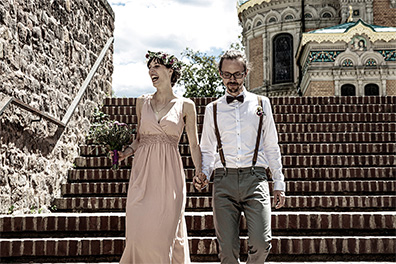 Hochzeitsfotos der standesamtlichen Trauung im Hochzeitsturm auf der Mathildenhöhe in Darmstadt