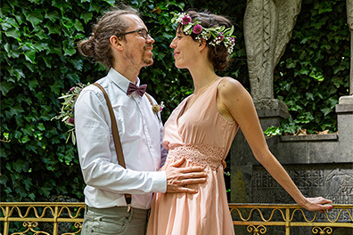 Hochzeitsfotos der standesamtlichen Trauung im Hochzeitsturm auf der Mathildenhöhe in Darmstadt