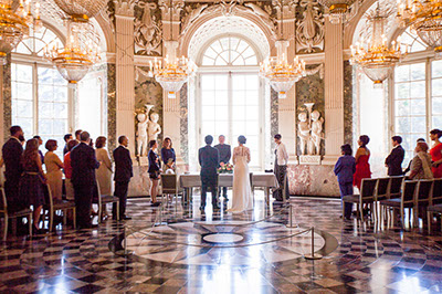 Hochzeitsfotos im Benrather Schloß in Düsseldorf 