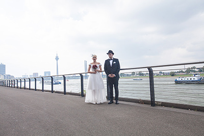 Hochzeitfoto in Düsseldorfer Altstadt