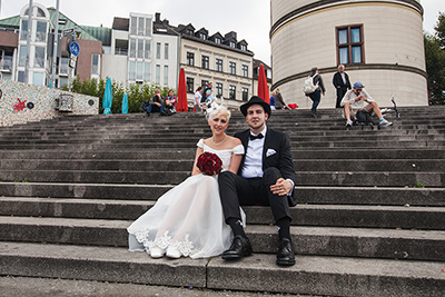 Hochzeitfoto in Düsseldorfer Altstadt